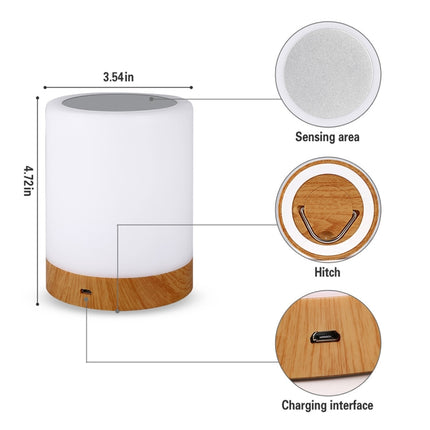 Colorful Creative Wood Grain Charging Night Light Touch Atmosphere Light-garmade.com