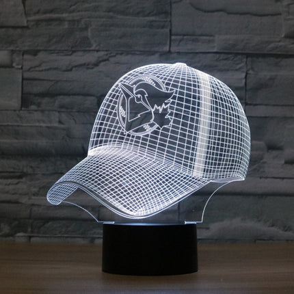 Baseball Cap Shape 3D Colorful LED Vision Light Table Lamp, USB Touch Version-garmade.com