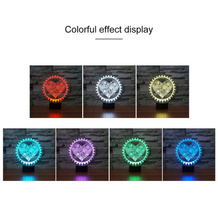 Gear Heart Shape 3D Colorful LED Vision Light Table Lamp, USB Touch Version-garmade.com