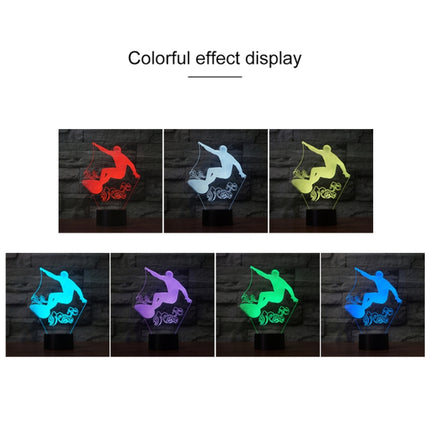 Surf Riding Shape 3D Colorful LED Vision Light Table Lamp, 16 Colors Remote Control Version-garmade.com