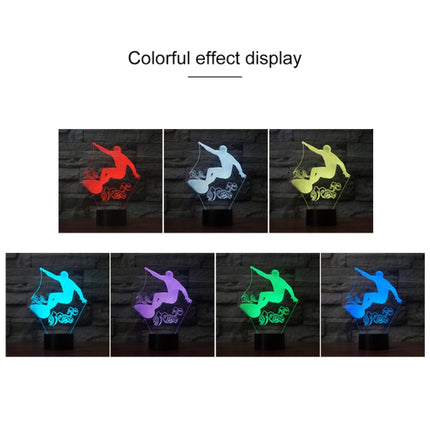 Surf Riding Shape 3D Colorful LED Vision Light Table Lamp, Charging Touch Version-garmade.com