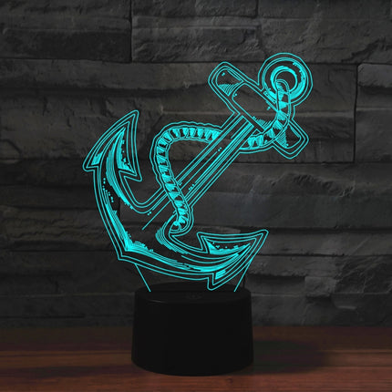 Anchor Shape 3D Colorful LED Vision Light Table Lamp, USB Touch Version-garmade.com