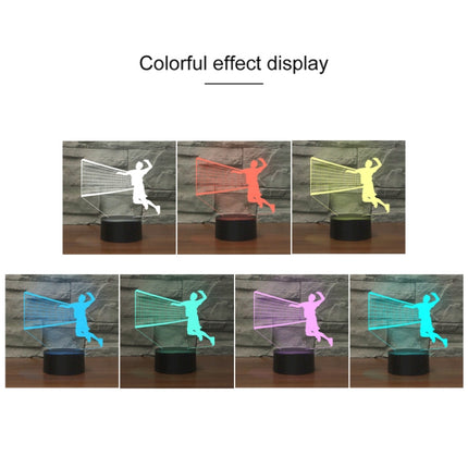 Playing Volleyball Shape 3D Colorful LED Vision Light Table Lamp, USB Touch Version-garmade.com