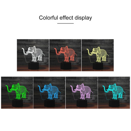 Elephant Shape 3D Colorful LED Vision Light Table Lamp, 16 Colors Remote Control Version-garmade.com