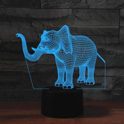 Elephant Shape 3D Colorful LED Vision Light Table Lamp, USB Touch Version-garmade.com