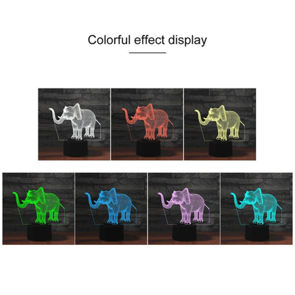 Elephant Shape 3D Colorful LED Vision Light Table Lamp, USB Touch Version-garmade.com