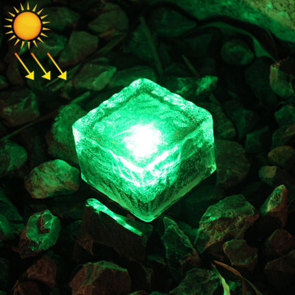 IP68 Waterproof Solar Powered Tempered Glass Outdoor LED Buried Light Garden Decoration Lamp with 0.2W Solar Panel(Green Light)-garmade.com