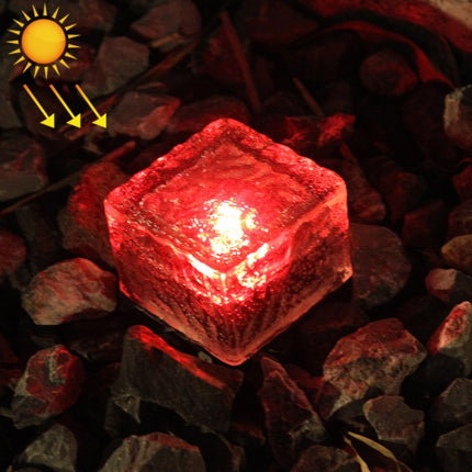 IP68 Waterproof Solar Powered Tempered Glass Outdoor LED Buried Light Garden Decoration Lamp with 0.2W Solar Panel(Red Light)-garmade.com