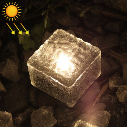 IP68 Waterproof Solar Powered Tempered Glass Outdoor LED Buried Light Garden Decoration Lamp with 0.2W Solar Panel(Warm White)-garmade.com