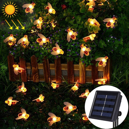 6.5m 30 LEDs Bee Solar Powered Warm White Outdoor Garden Decorative String Light Fairy Lamp with 100mA / 1.2V Solar Panel-garmade.com