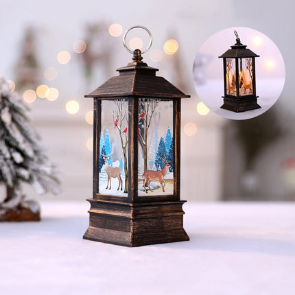 Gold Elk Pattern Christmas Simulation Flame LED Lamp Desktop Decoration-garmade.com