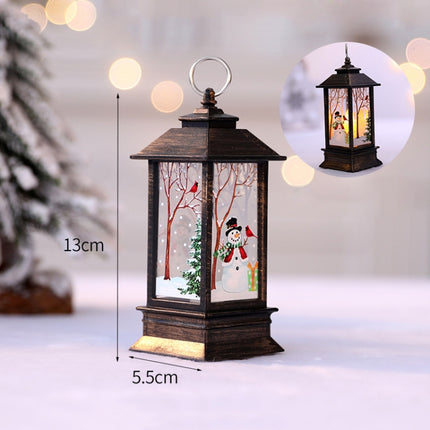 Gold Snowman Pattern Christmas Simulation Flame LED Lamp Desktop Decoration-garmade.com