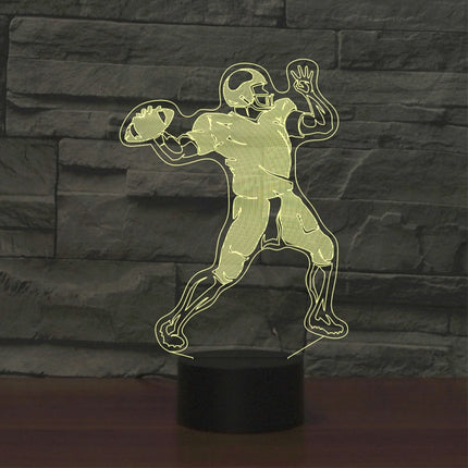 Rugby Quarterback Shape 3D Colorful LED Vision Light Table Lamp, 16 Colors Remote Control Version-garmade.com