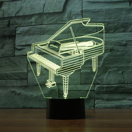 Piano Shape 3D Colorful LED Vision Light Table Lamp, USB Touch Version-garmade.com