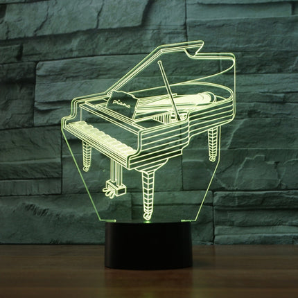 Piano Shape 3D Colorful LED Vision Light Table Lamp, Charging Touch Version-garmade.com