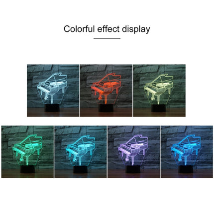 Piano Shape 3D Colorful LED Vision Light Table Lamp, Charging Touch Version-garmade.com