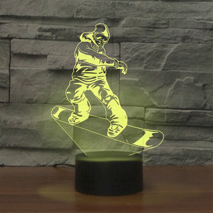 Skate Boy Shape 3D Colorful LED Vision Light Table Lamp, 16 Colors Remote Control Version-garmade.com