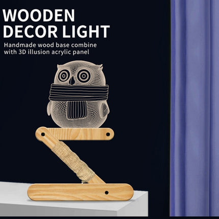 0.5W Children Bedroom Owl Folding Wood Lamp 3D Night Light (Warm Light)-garmade.com