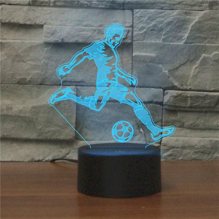 Play Football Black Base Creative 3D LED Decorative Night Light, Powered by USB and Battery-garmade.com