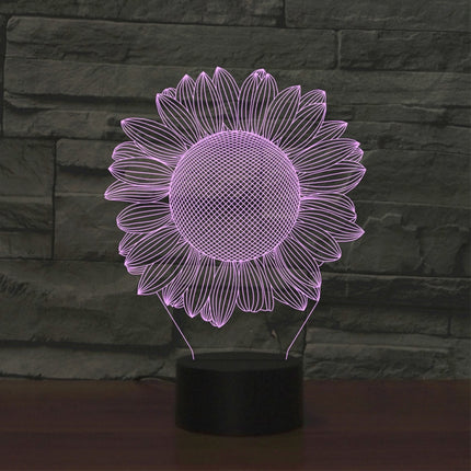 Sunflower Black Base Creative 3D LED Decorative Night Light, 16 Color Remote Control Version-garmade.com