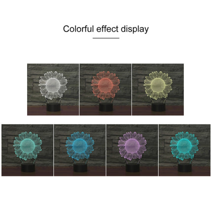 Sunflower Black Base Creative 3D LED Decorative Night Light, 16 Color Remote Control Version-garmade.com