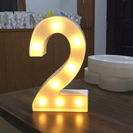 Digit 2 Shape Decoration Light, Dry Battery Powered Warm White Standing Hanging Holiday Light-garmade.com