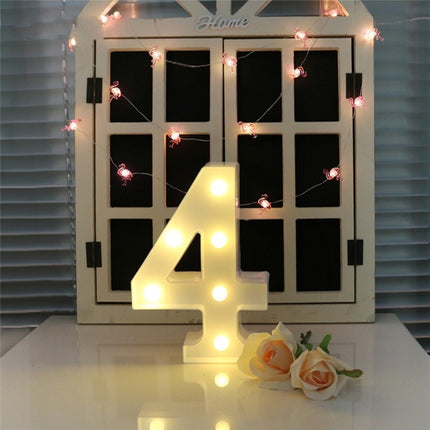 Digit 4 Shape Decoration Light, Dry Battery Powered Warm White Standing Hanging Holiday Light-garmade.com