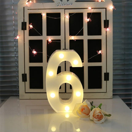 Digit 6 Shape Decoration Light, Dry Battery Powered Warm White Standing Hanging Holiday Light-garmade.com