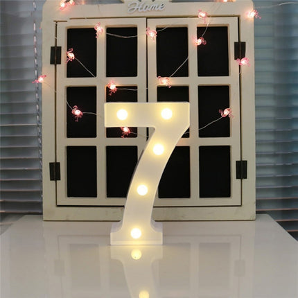 Digit 7 Shape Decoration Light, Dry Battery Powered Warm White Standing Hanging Holiday Light-garmade.com
