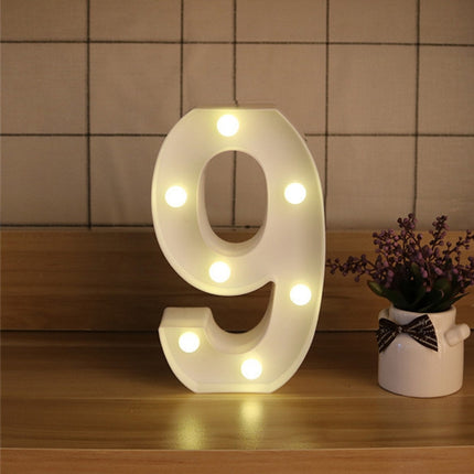 Digit 9 Shape Decoration Light, Dry Battery Powered Warm White Standing Hanging Holiday Light-garmade.com