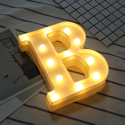 Alphabet B English Letter Shape Decorative Light, Dry Battery Powered Warm White Standing Hanging LED Holiday Light-garmade.com