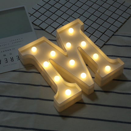 Alphabet M English Letter Shape Decorative Light, Dry Battery Powered Warm White Standing Hanging LED Holiday Light-garmade.com