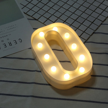 Alphabet O English Letter Shape Decorative Light, Dry Battery Powered Warm White Standing Hanging LED Holiday Light-garmade.com