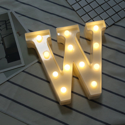 Alphabet W English Letter Shape Decorative Light, Dry Battery Powered Warm White Standing Hanging LED Holiday Light-garmade.com