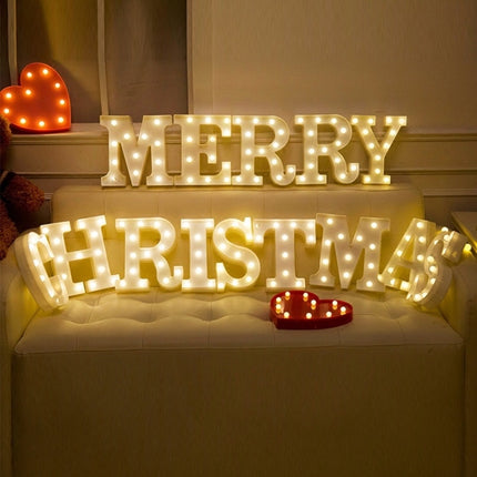 Alphabet R English Letter Shape Decorative Light, Dry Battery Powered Warm White Standing Hanging LED Holiday Light-garmade.com