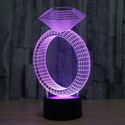 Diamond Ring Style 3D Touch Switch Control LED Light , 7 Color Discoloration Creative Visual Stereo Lamp Desk Lamp Night Light-garmade.com