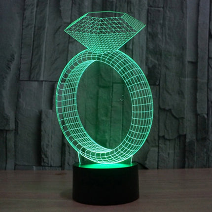 Diamond Ring Style 3D Touch Switch Control LED Light , 7 Color Discoloration Creative Visual Stereo Lamp Desk Lamp Night Light-garmade.com