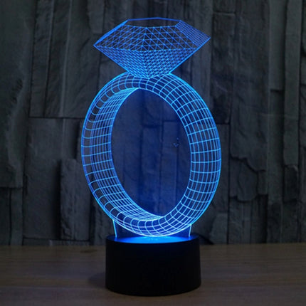 Diamond Ring Style 3D Touch Switch Control LED Light , 7 Color Discoloration Creative Visual Stereo Lamp Desk Lamp Night Light-garmade.com