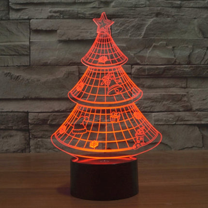 Christmas Tree Style 3D Touch Switch Control LED Light , 7 Color Discoloration Creative Visual Stereo Lamp Desk Lamp Night Light-garmade.com