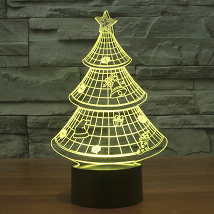 Christmas Tree Style 3D Touch Switch Control LED Light , 7 Color Discoloration Creative Visual Stereo Lamp Desk Lamp Night Light-garmade.com