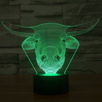Cow Style 3D Touch Switch Control LED Light , 7 Colour Discoloration Creative Visual Stereo Lamp Desk Lamp Night Light-garmade.com