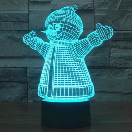 Snowman Style 3D Touch Switch Control LED Light , 7 Color Discoloration Creative Visual Stereo Lamp Desk Lamp Night Light-garmade.com