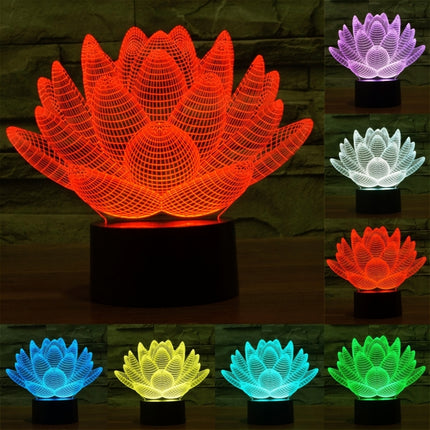 Lotus Style 3D Touch Switch Control LED Light , 7 Color Discoloration Creative Visual Stereo Lamp Desk Lamp Night Light-garmade.com