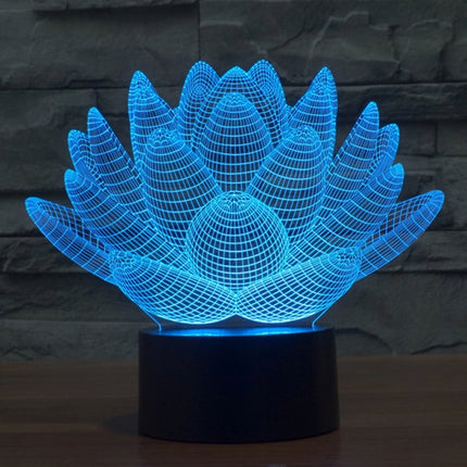 Lotus Style 3D Touch Switch Control LED Light , 7 Color Discoloration Creative Visual Stereo Lamp Desk Lamp Night Light-garmade.com