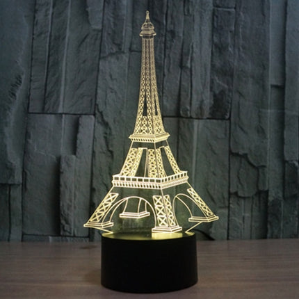 Eiffel Tower Style 3D Touch Switch Control LED Light , 7 Color Discoloration Creative Visual Stereo Lamp Desk Lamp Night Light-garmade.com