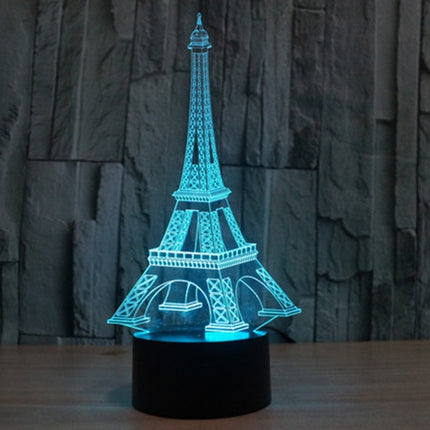 Eiffel Tower Style 3D Touch Switch Control LED Light , 7 Color Discoloration Creative Visual Stereo Lamp Desk Lamp Night Light-garmade.com