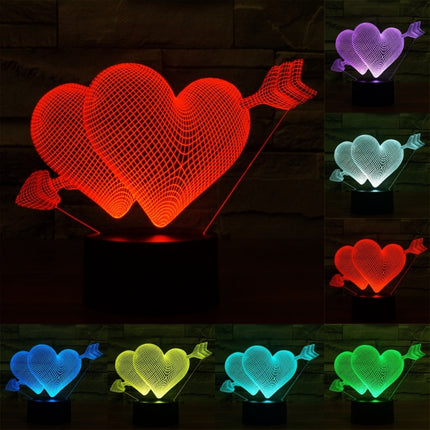 Arrow Through Heart Style 3D Touch Switch Control LED Light , 7 Colour Discoloration Creative Visual Stereo Lamp Desk Lamp Night Light-garmade.com