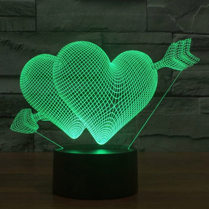 Arrow Through Heart Style 3D Touch Switch Control LED Light , 7 Colour Discoloration Creative Visual Stereo Lamp Desk Lamp Night Light-garmade.com