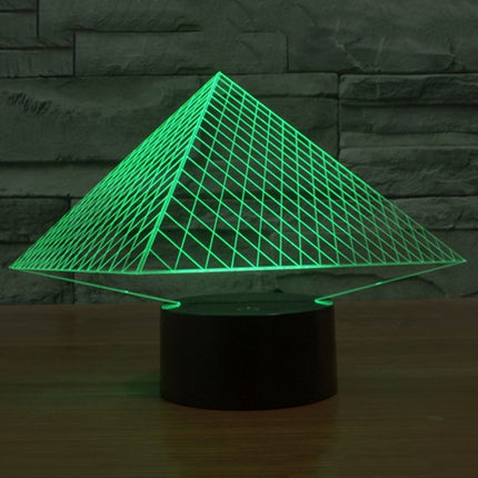 Pyramid Style 3D Touch Switch Control LED Light , 7 Colour Discoloration Creative Visual Stereo Lamp Desk Lamp Night Light-garmade.com