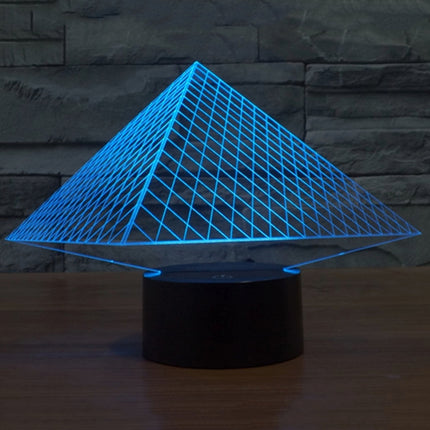 Pyramid Style 3D Touch Switch Control LED Light , 7 Colour Discoloration Creative Visual Stereo Lamp Desk Lamp Night Light-garmade.com